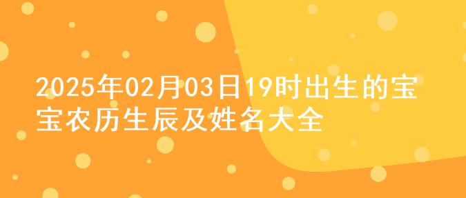 2025年02月03日19时出生的宝宝农历生辰及姓名大全