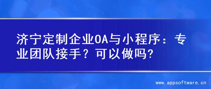 济宁定制企业OA与小程序：专业团队接手？可以做吗?