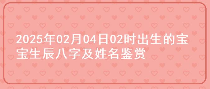 2025年02月04日02时出生的宝宝生辰八字及姓名鉴赏