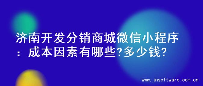 济南开发分销商城微信小程序：成本因素有哪些?多少钱?