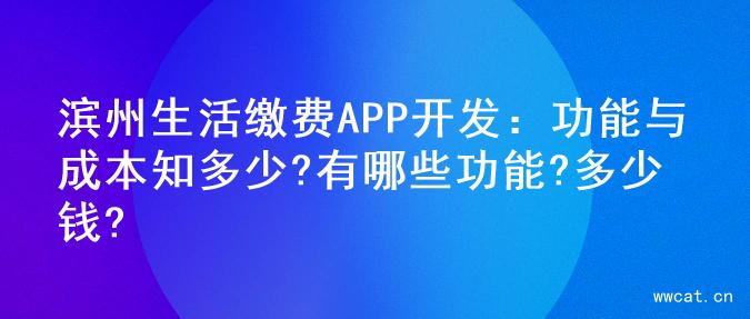 滨州生活缴费APP开发：功能与成本知多少?有哪些功能?多少钱?