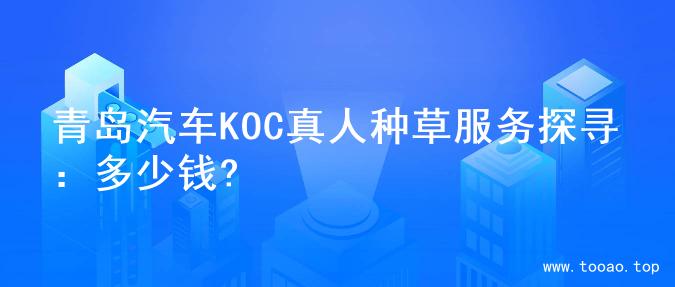 青岛汽车KOC真人种草服务探寻：多少钱?