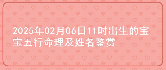 2025年02月06日11时出生的宝宝五行命理及姓名鉴赏