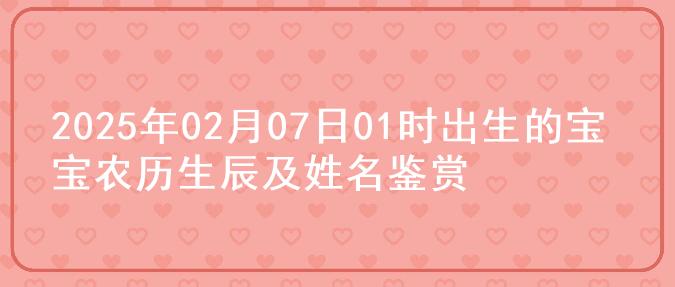 2025年02月07日01时出生的宝宝农历生辰及姓名鉴赏