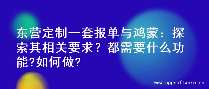 东营定制一套报单与鸿蒙：探索其相关要求？都需要什么功能?如何做?