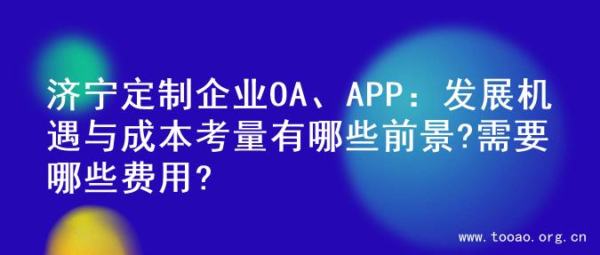 济宁定制企业OA、APP：发展机遇与成本考量有哪些前景?需要哪些费用?