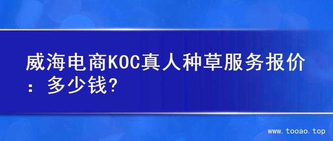 威海电商KOC真人种草服务报价：多少钱?
