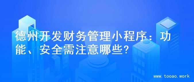 德州开发财务管理小程序：功能、安全需注意哪些?