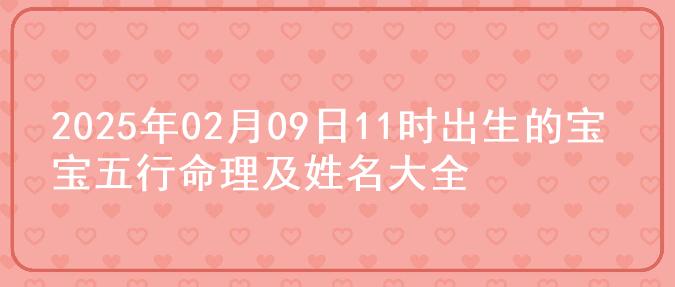 2025年02月09日11时出生的宝宝五行命理及姓名大全