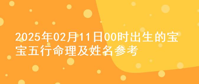 2025年02月11日00时出生的宝宝五行命理及姓名参考