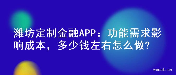 潍坊定制金融APP：功能需求影响成本，多少钱左右怎么做?