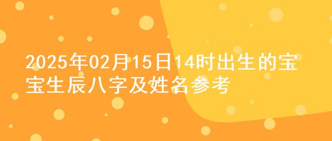 2025年02月15日14时出生的宝宝生辰八字及姓名参考