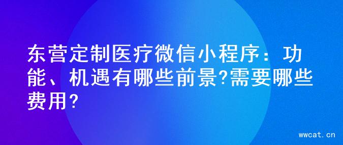 东营定制医疗微信小程序：功能、机遇有哪些前景?需要哪些费用?