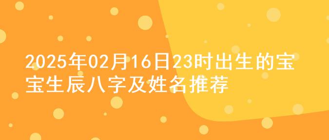 2025年02月16日23时出生的宝宝生辰八字及姓名推荐