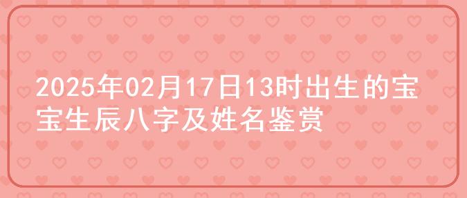 2025年02月17日13时出生的宝宝生辰八字及姓名鉴赏