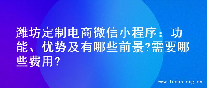 潍坊定制电商微信小程序：功能、优势及有哪些前景?需要哪些费用?