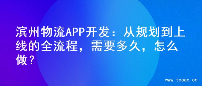 滨州物流APP开发：从规划到上线的全流程，需要多久，怎么做？