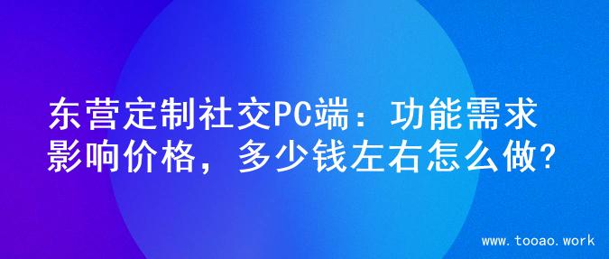 东营定制社交PC端：功能需求影响价格，多少钱左右怎么做?