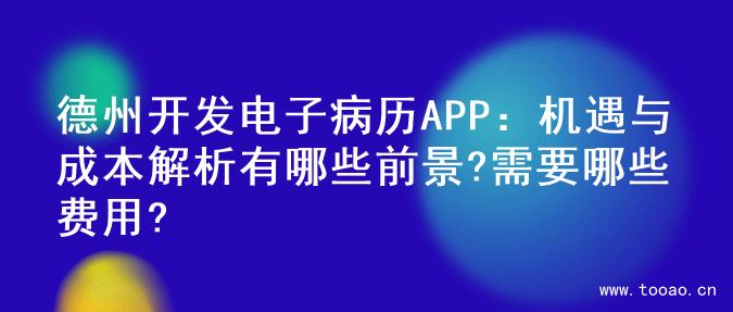 德州开发电子病历APP：机遇与成本解析有哪些前景?需要哪些费用?