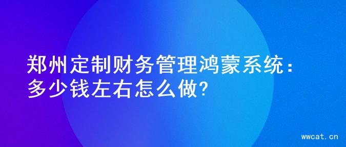 郑州定制财务管理鸿蒙系统：多少钱左右怎么做?