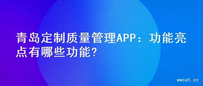 青岛定制质量管理APP：功能亮点有哪些功能?