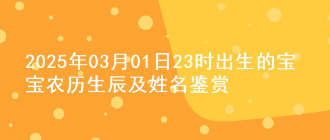 2025年03月01日23时出生的宝宝农历生辰及姓名鉴赏