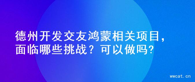 德州开发交友鸿蒙相关项目，面临哪些挑战？可以做吗?