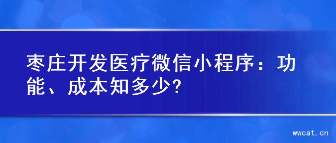 枣庄开发医疗微信小程序：功能、成本知多少?