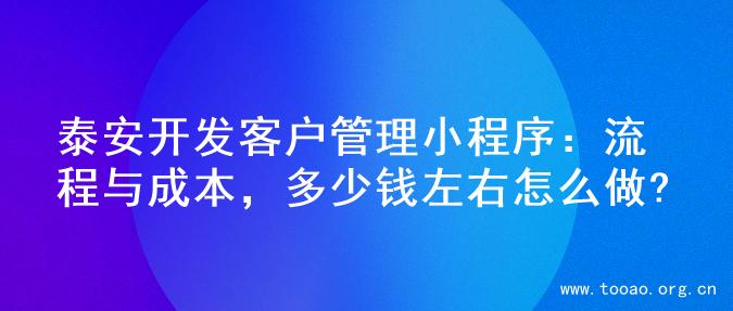 泰安开发客户管理小程序：流程与成本，多少钱左右怎么做?