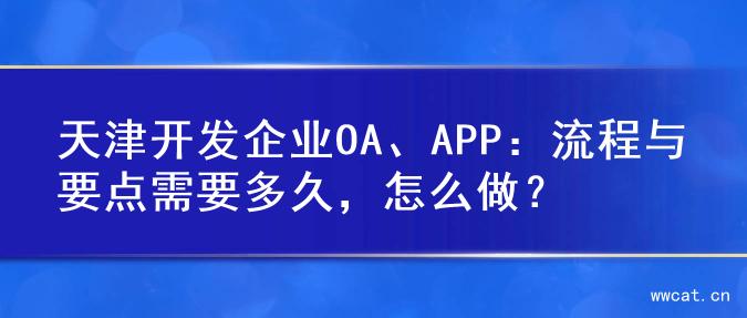 天津开发企业OA、APP：流程与要点需要多久，怎么做？