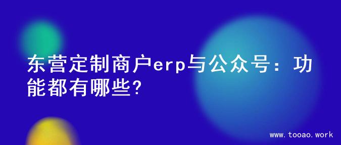 东营定制商户erp与公众号：功能都有哪些?