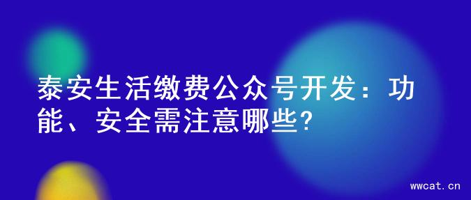 泰安生活缴费公众号开发：功能、安全需注意哪些?