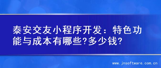 泰安交友小程序开发：特色功能与成本有哪些?多少钱?