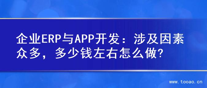 企业ERP与APP开发：涉及因素众多，多少钱左右怎么做?