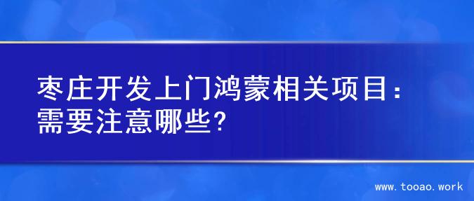 枣庄开发上门鸿蒙相关项目：需要注意哪些?