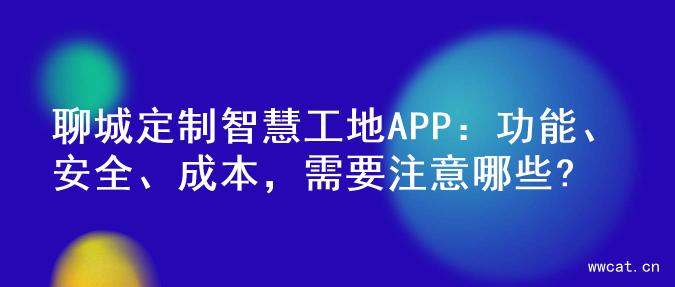 聊城定制智慧工地APP：功能、安全、成本，需要注意哪些?