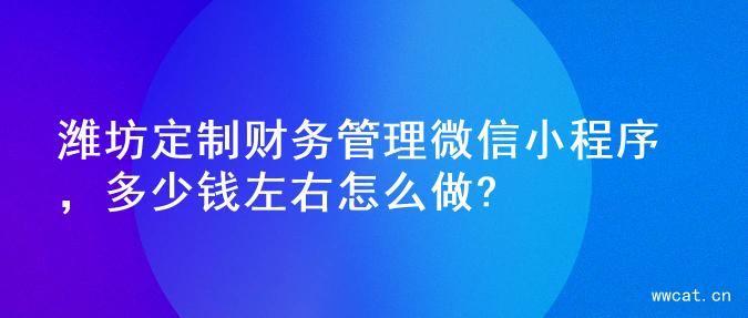 潍坊定制财务管理微信小程序，多少钱左右怎么做?