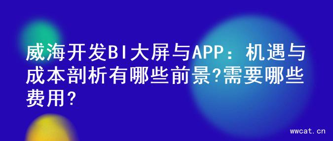 威海开发BI大屏与APP：机遇与成本剖析有哪些前景?需要哪些费用?