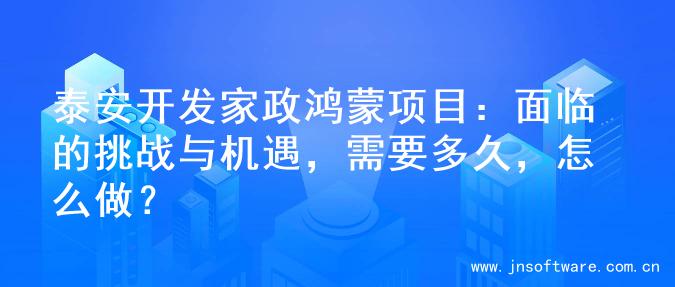 泰安开发家政鸿蒙项目：面临的挑战与机遇，需要多久，怎么做？