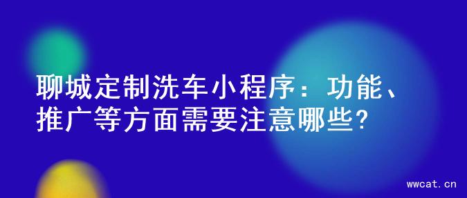 聊城定制洗车小程序：功能、推广等方面需要注意哪些?