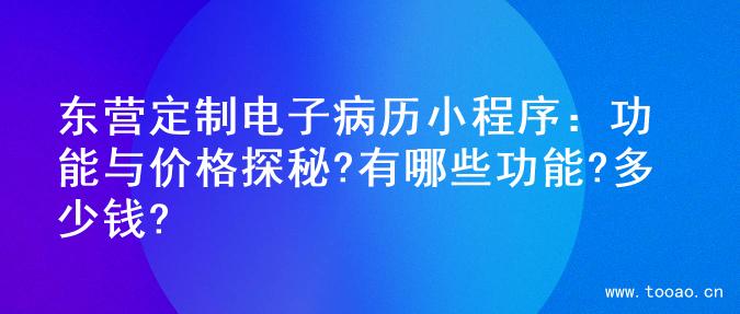 东营定制电子病历小程序：功能与价格探秘?有哪些功能?多少钱?