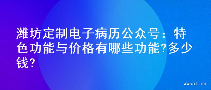 潍坊定制电子病历公众号：特色功能与价格有哪些功能?多少钱?