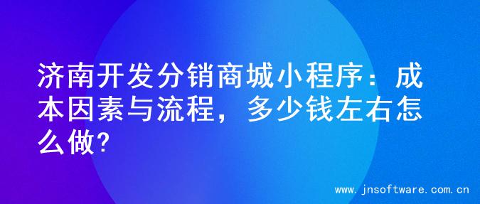 济南开发分销商城小程序：成本因素与流程，多少钱左右怎么做?