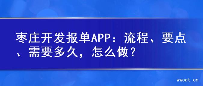 枣庄开发报单APP：流程、要点、需要多久，怎么做？