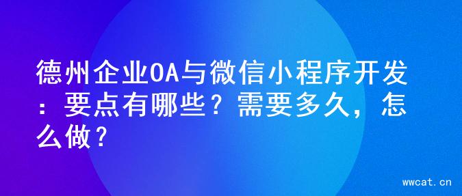 德州企业OA与微信小程序开发：要点有哪些？需要多久，怎么做？