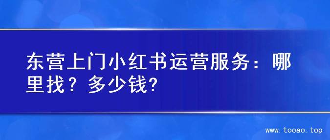 东营上门小红书运营服务：哪里找？多少钱?