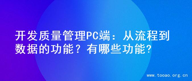 开发质量管理PC端：从流程到数据的功能？有哪些功能?