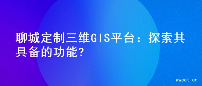 聊城定制三维GIS平台：探索其具备的功能?