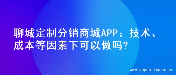 聊城定制分销商城APP：技术、成本等因素下可以做吗?