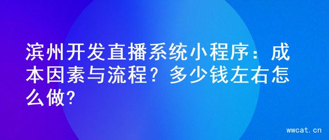 滨州开发直播系统小程序：成本因素与流程？多少钱左右怎么做?